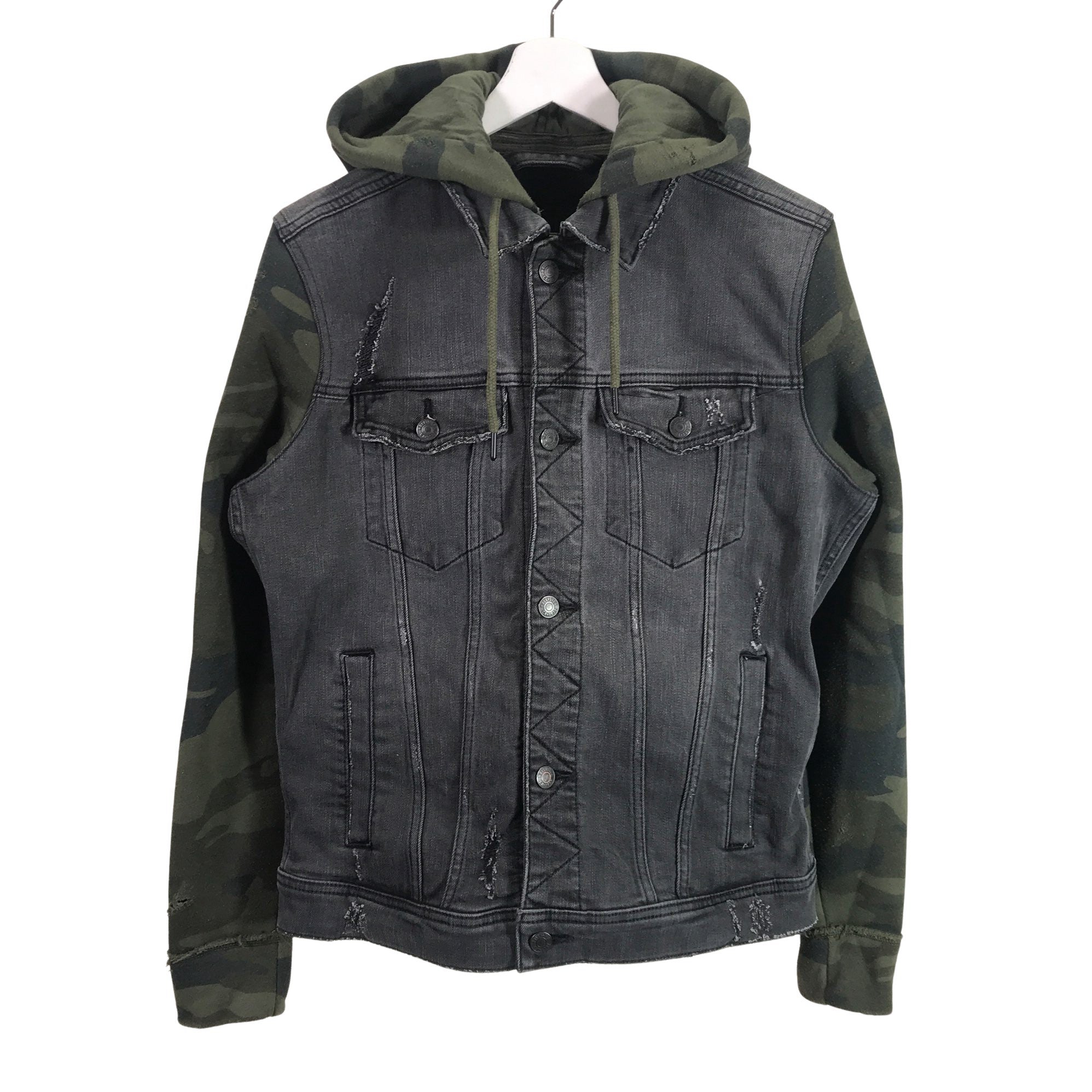 Amazon.co.jp: Hollister Men's Denim Jacket (Hooded) Camo HOODED DENIM Jacket,  black camo : Clothing, Shoes & Jewelry
